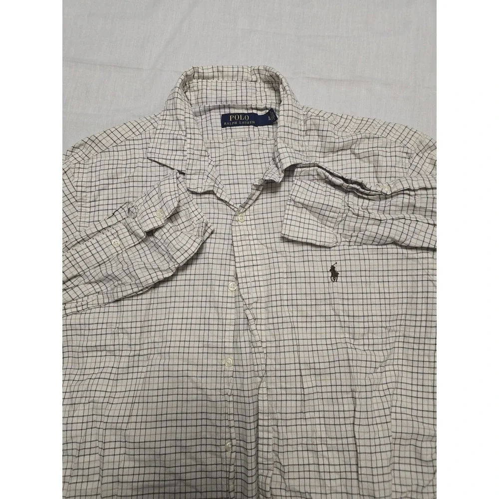 Polo‎ Ralph Lauren Shirt Mens XL Beige Brown Check Plaid Long Sleeve Button Down